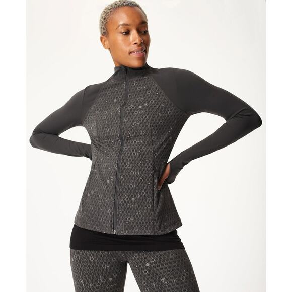 NWT SWEATY BETTY XXS Power Workout Zip Through Jacket Reflective Gray - Picture 1 of 13